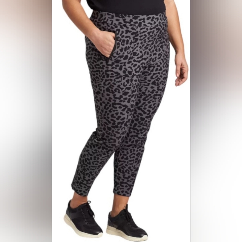 NWOT Lane Bryant On-The-Go Slim Ankle Pant in Gray & Black Leopard Size 22